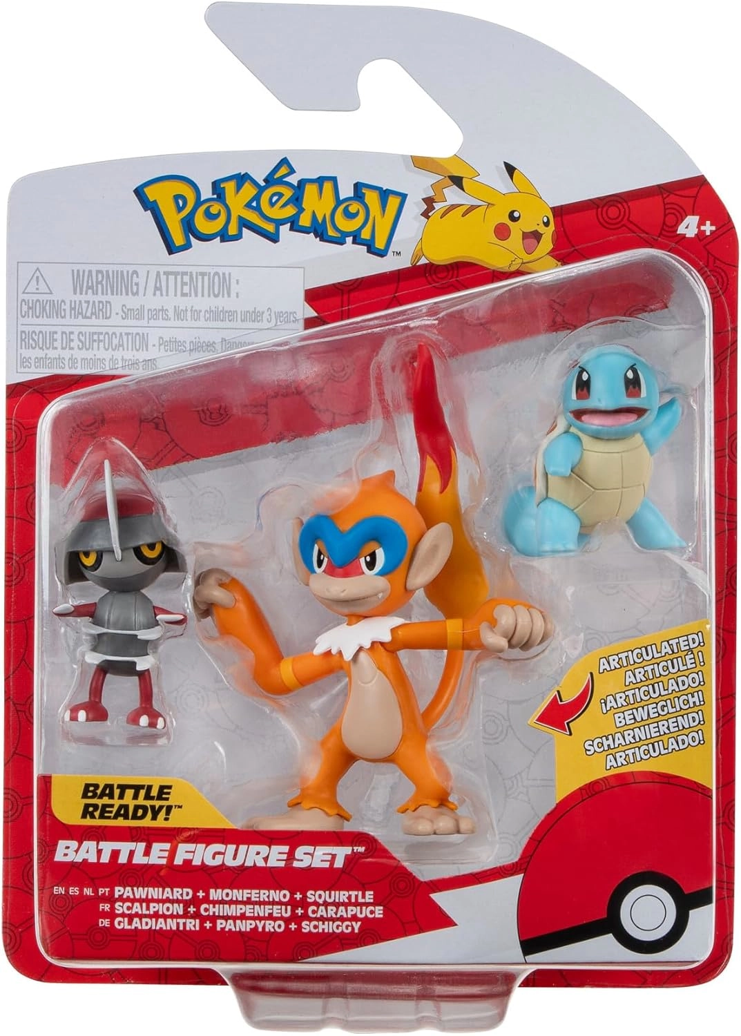 Jazwares: Pokémon Battle Figure Set - Pawniard, Squirtle & Monferno