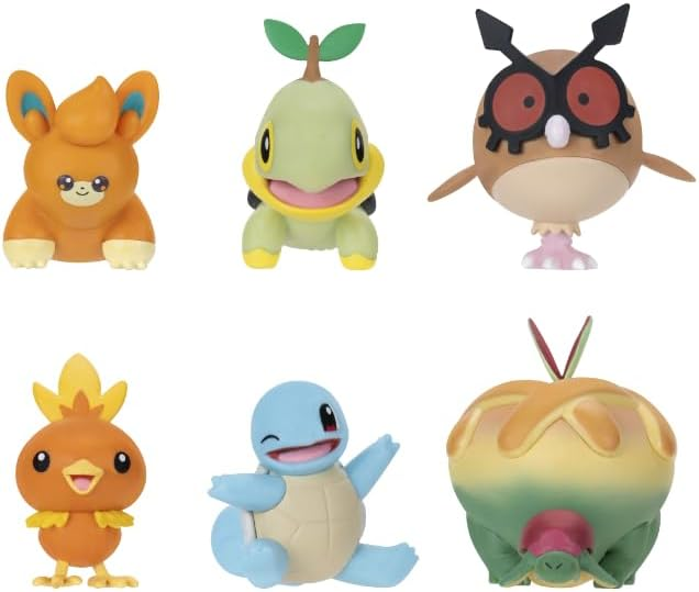 Pokémon | Battle Figure Multipack | Pawmi Squirtle Torchic Turtwig Hoothoot & Appltun