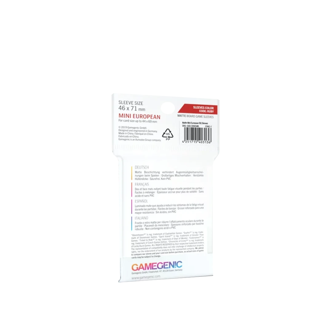 Gamegenic - Matte Board Game Sleeves - Ruby 46x71mm -50