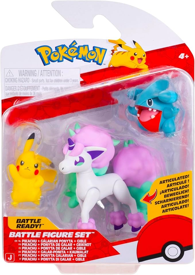 Jazwares: Pokémon Battle Figure Set - Gible, Pikachu & Galarian Ponyta