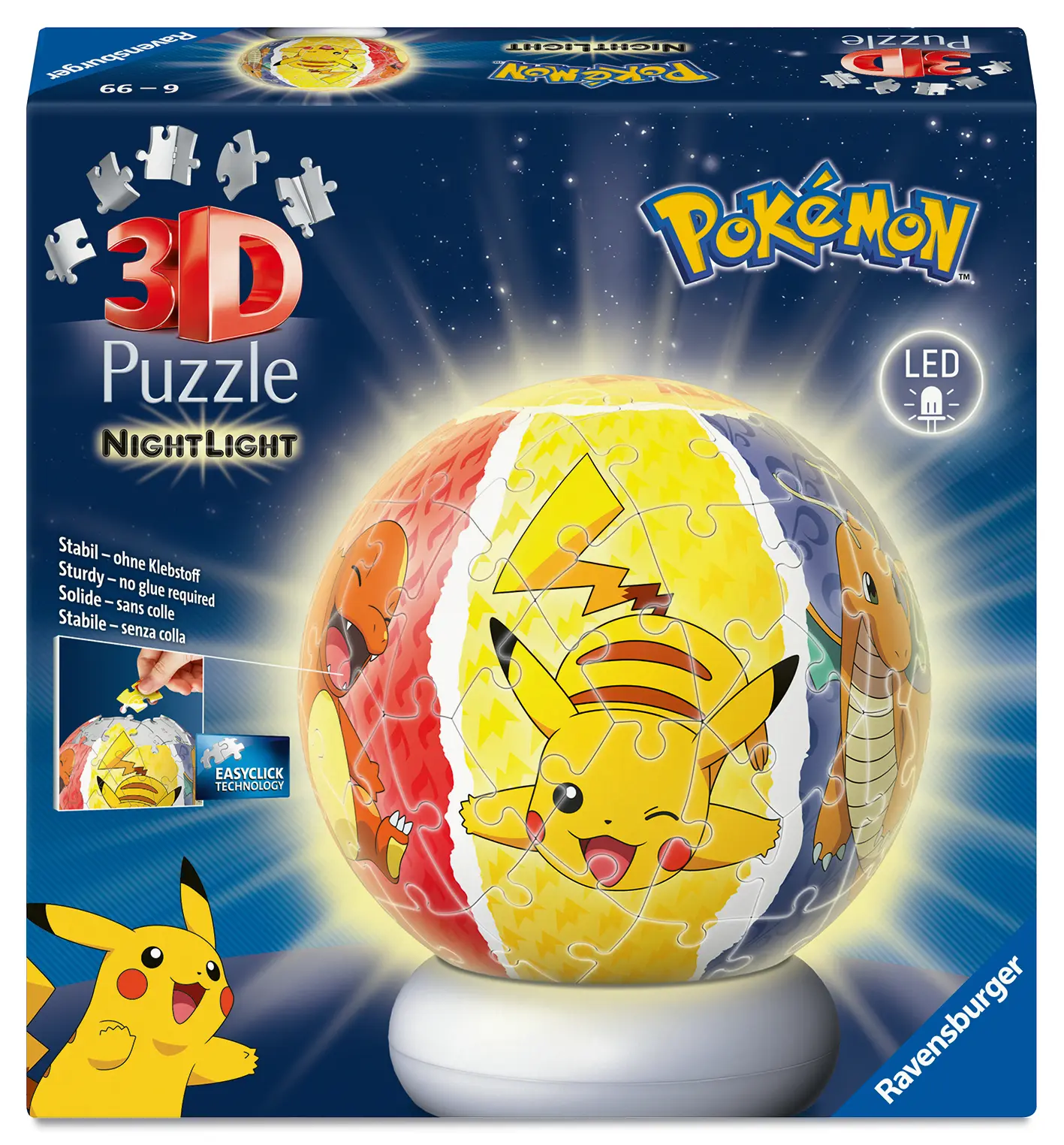 Ravensburger | Pokémon Nachtlicht | 3D Puzzle-Ball