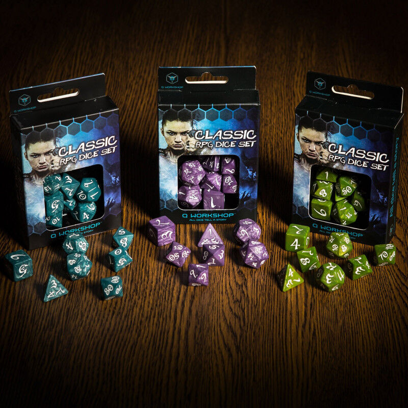 Q Workshop | Stormy & White | Classic RPG Dice Set
