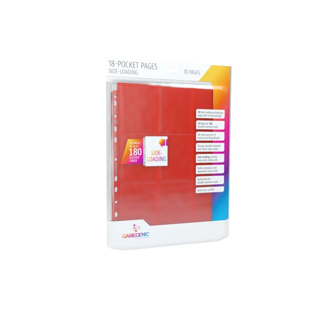 Gamegenic | Sideloading 18-Pocket Pages | Red Binder Pages (10pcs)
