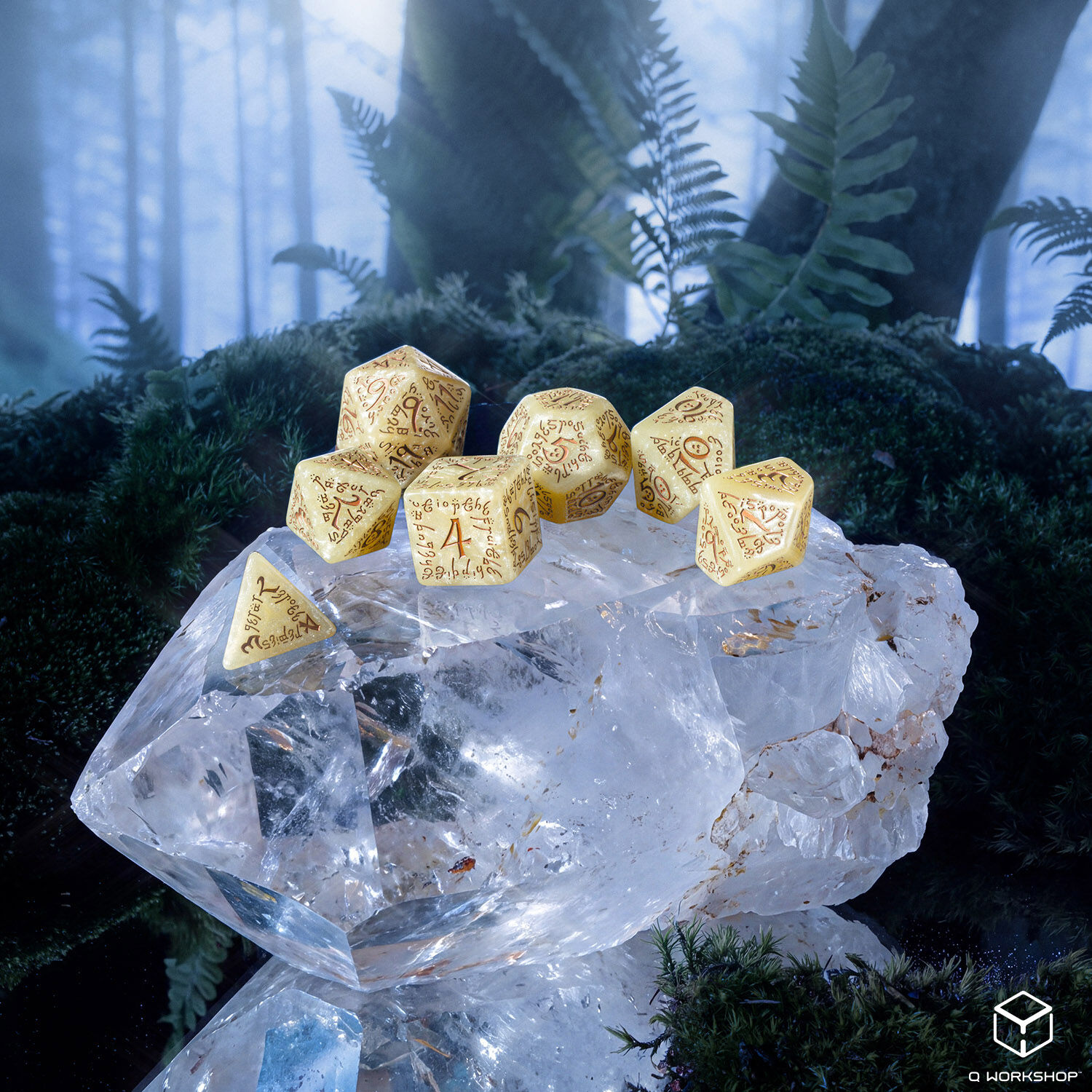 Q Workshop | Elvish Shimmering Beige & Copper | Jumbo Dice Set