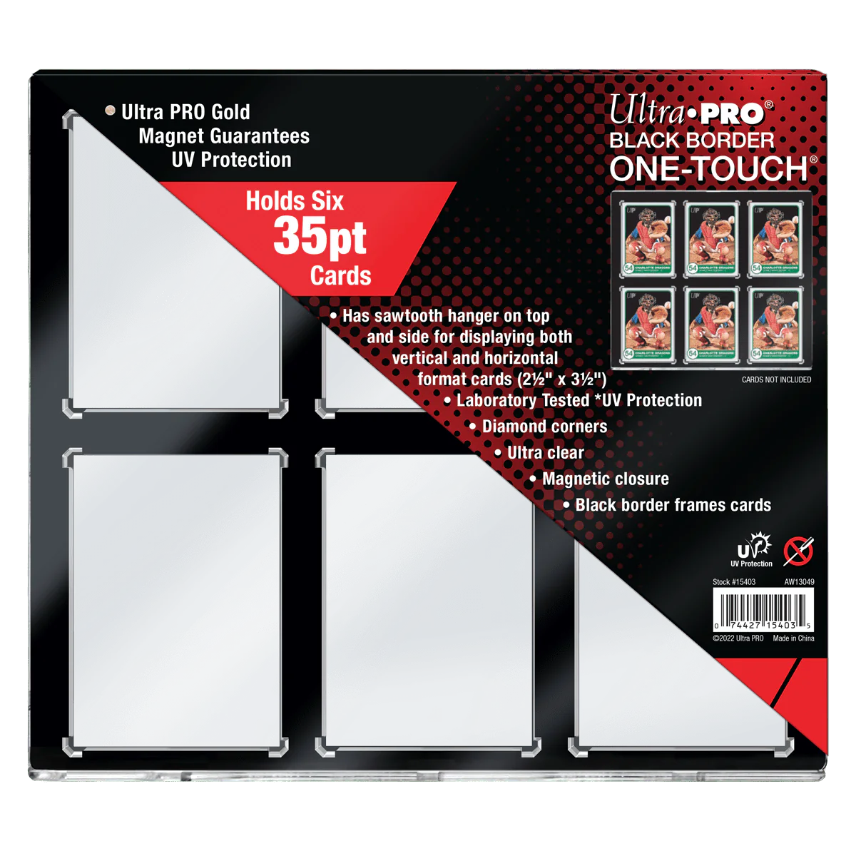 Ultra Pro: 35PT 6-Card Black Border UV ONE-TOUCH - Magnetic Holder