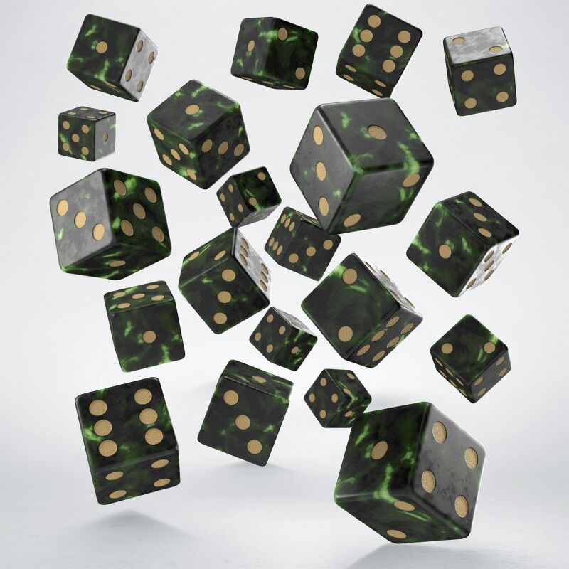 Q Workshop | Bottle Green & Gold | Full Pack Of D6s