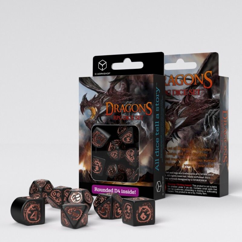 Q Workshop | Obsidian | Dragons Modern Dice Set
