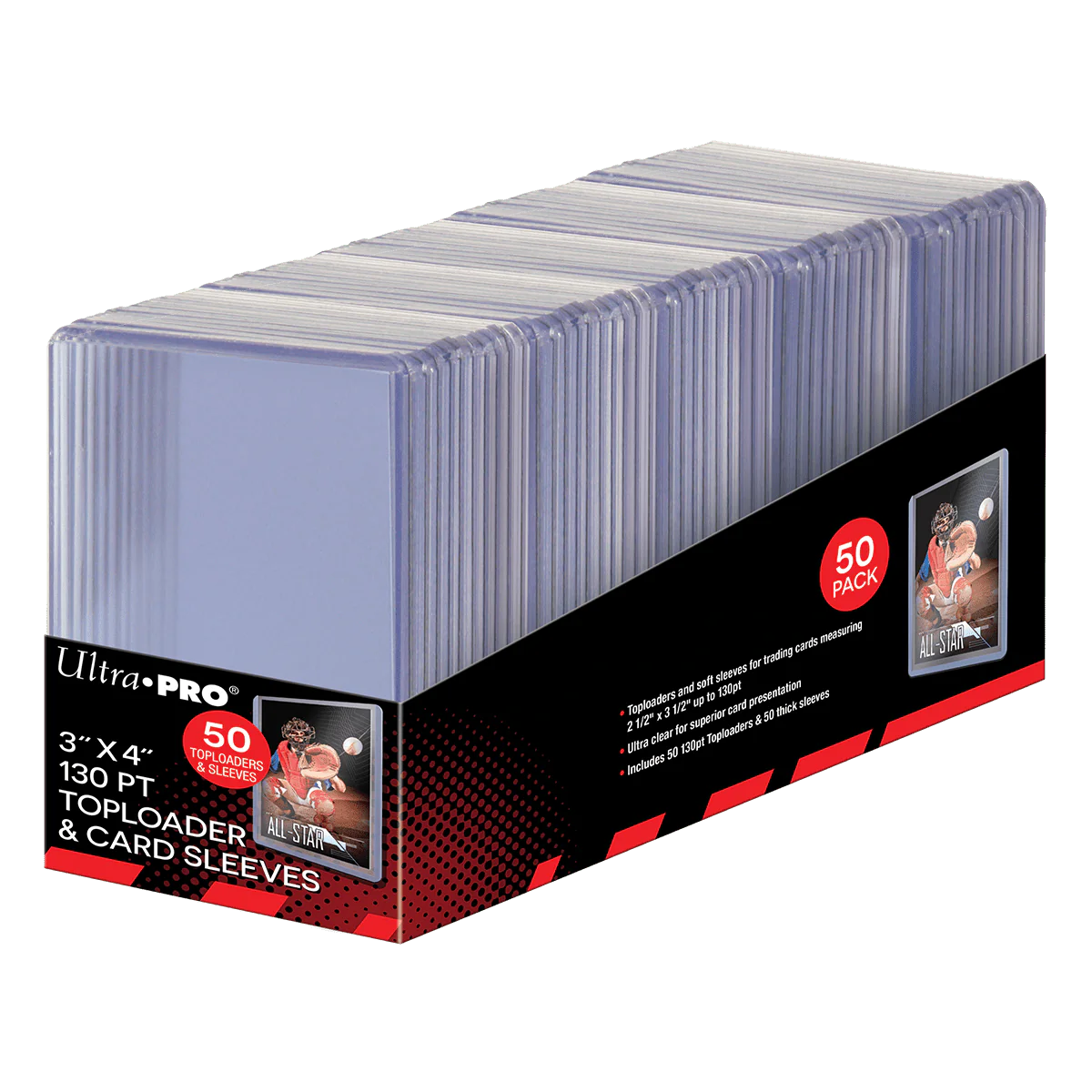 Ultra Pro: 3"x4" Super Thick 130pt Toploaders & Thick Card Sleeves Combo - 50ct
