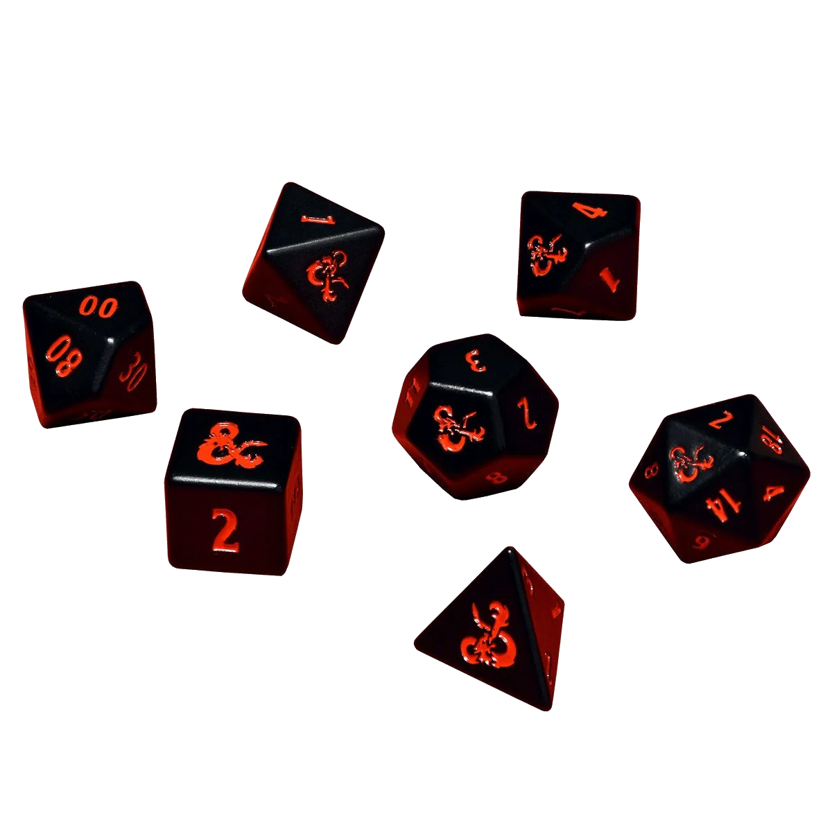 Ultra Pro: Heavy Metal Black and Red 7 RPG Dice Set - for Dungeons & Dragons
