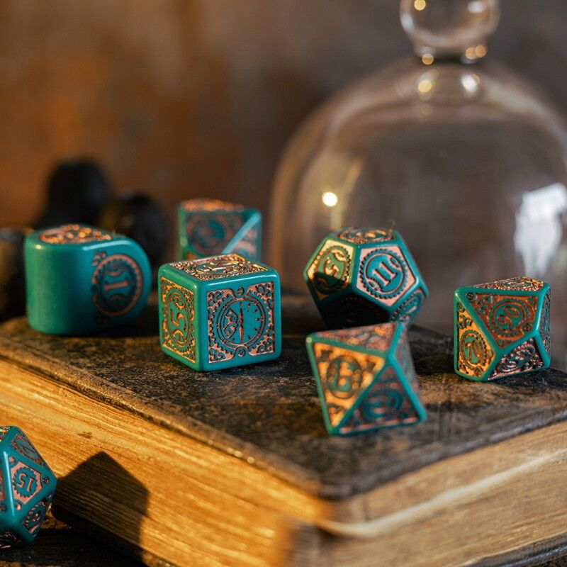 Q Workshop | Nautical Apparatus Modern Dice Set | Steampunk Clockwork