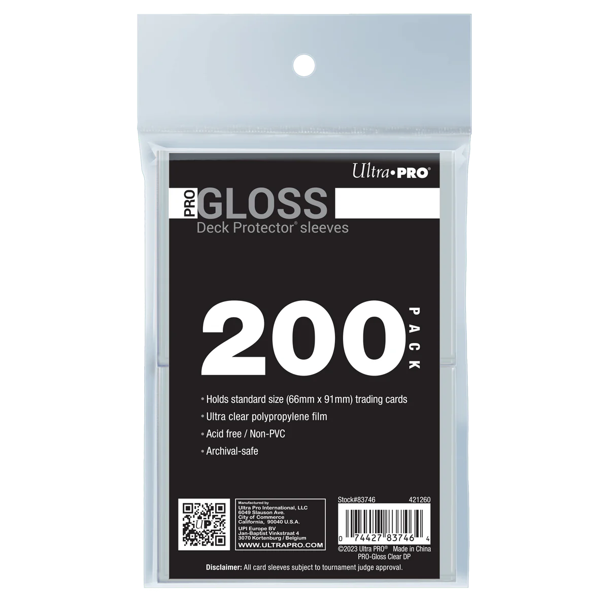 Ultra Pro - PRO-Gloss Standard Deck Protector Sleeves Bundle (200ct) - Clear