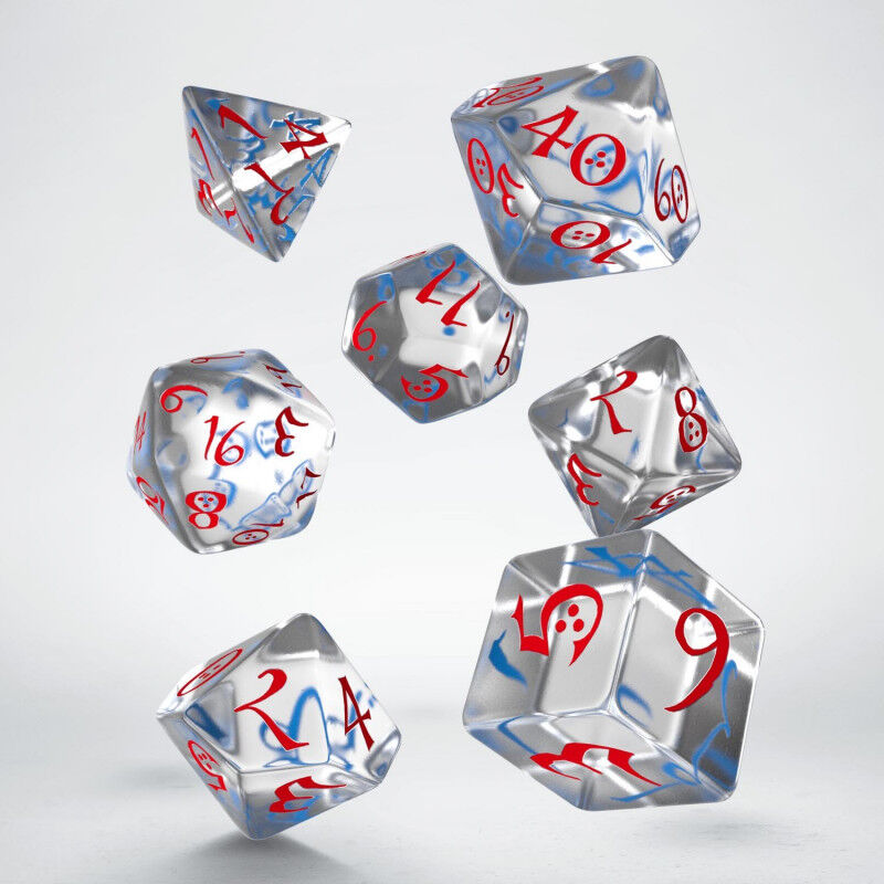 Q Workshop | Translucent & Blue-Red | Classic RPG Dice Set