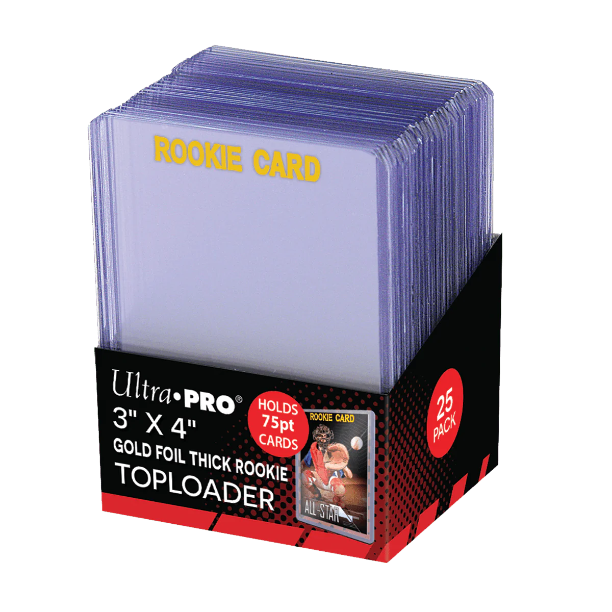 Ultra Pro: 3" X 4" Rookie Gold Thick - 75PT Toploader 25ct