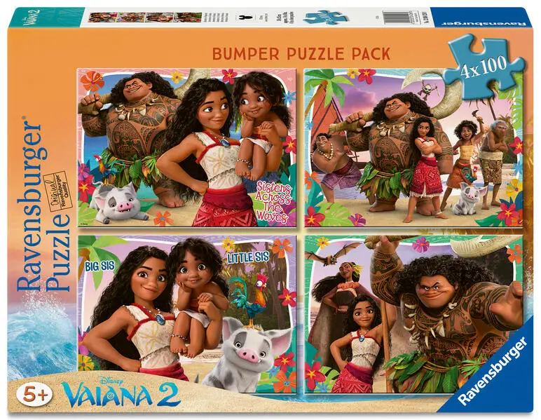 Ravensburger | Disney Vaiana 2 Abenteuer in Ozeanien | 4x 100 Teile Puzzle