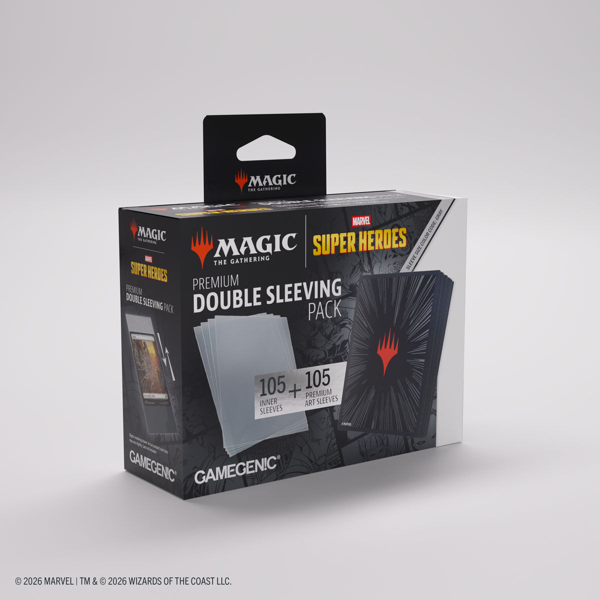 Gamegenic | Marvel Super Heroes - Comic Burst Black | Premium Double Sleeving Pack