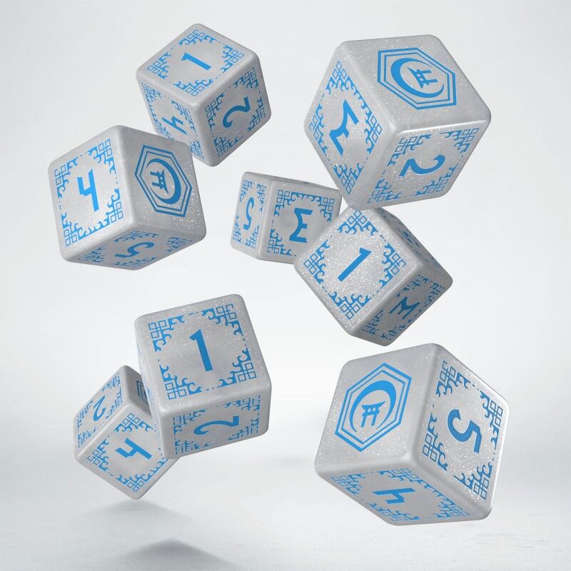 Q Workshop | White & Blue | Shadow Scar Essential Dice Set