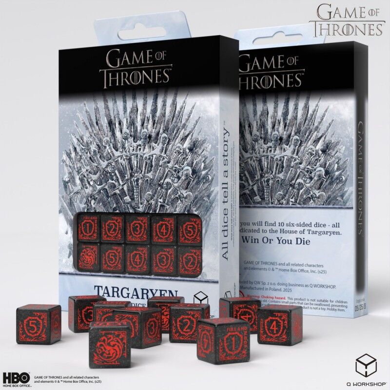 Q Workshop | Targaryen | Game Of Thrones 10xD6 Dice Set