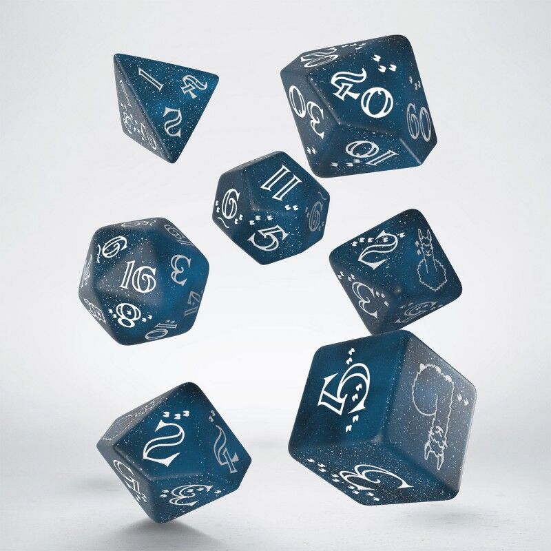 Q Workshop | Glittering Dark Blue & White | Shimmering Llama Dice Set