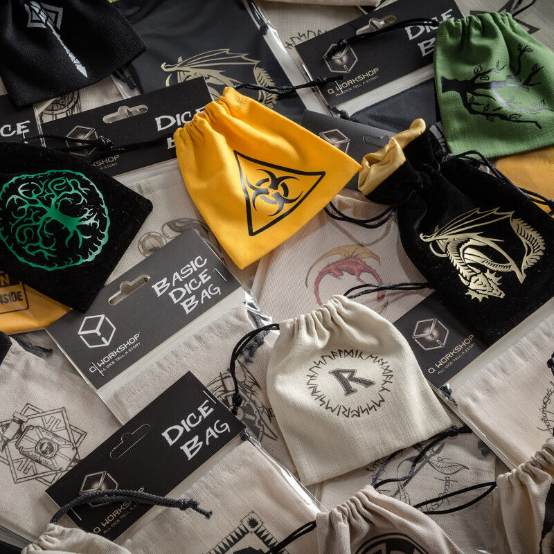 Q Workshop | Black & Golden | Dragon Velour Dice Bag