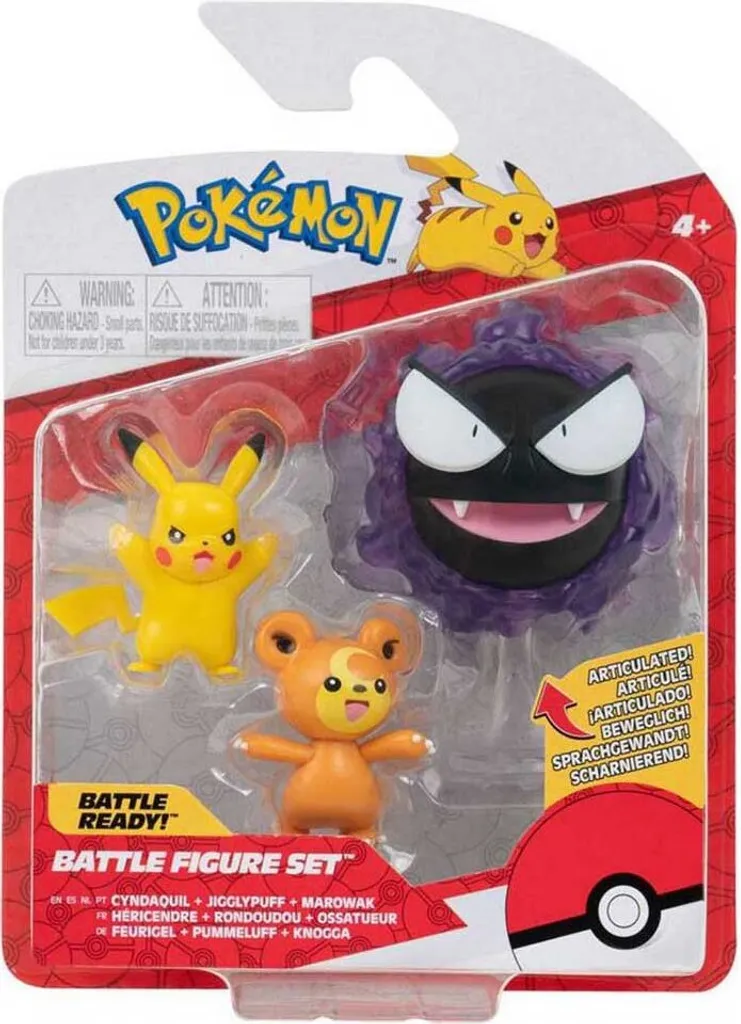 Pokémon | Teddiursa, Pikachu & Nebulak | Battle Figure Set