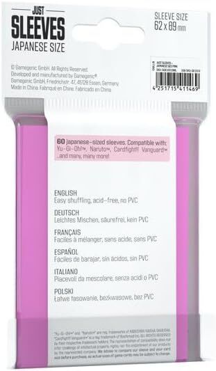 Just Sleeves | Japanese Size Pink | 60 Sleeves