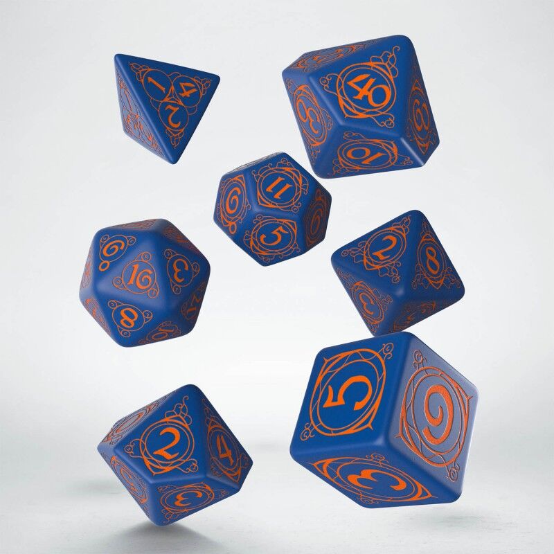 Q Workshop | Dark-Blue & Orange | Wizard Dice Set