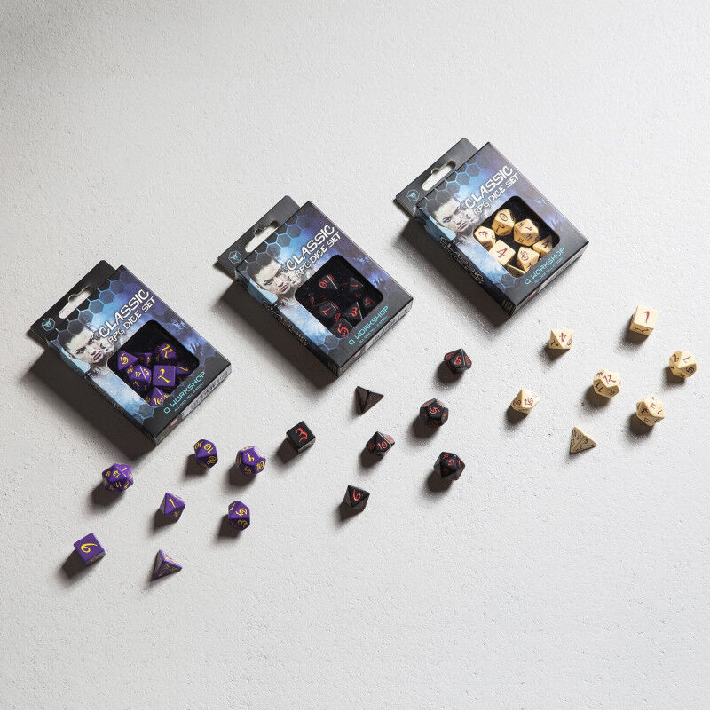 Q Workshop | Black & Red | Classic RPG Dice Set