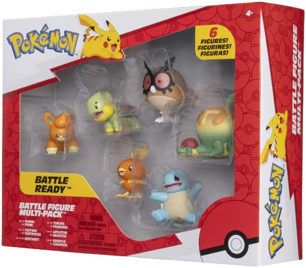 Pokémon | Battle Figure Multipack | Pawmi Squirtle Torchic Turtwig Hoothoot & Appltun