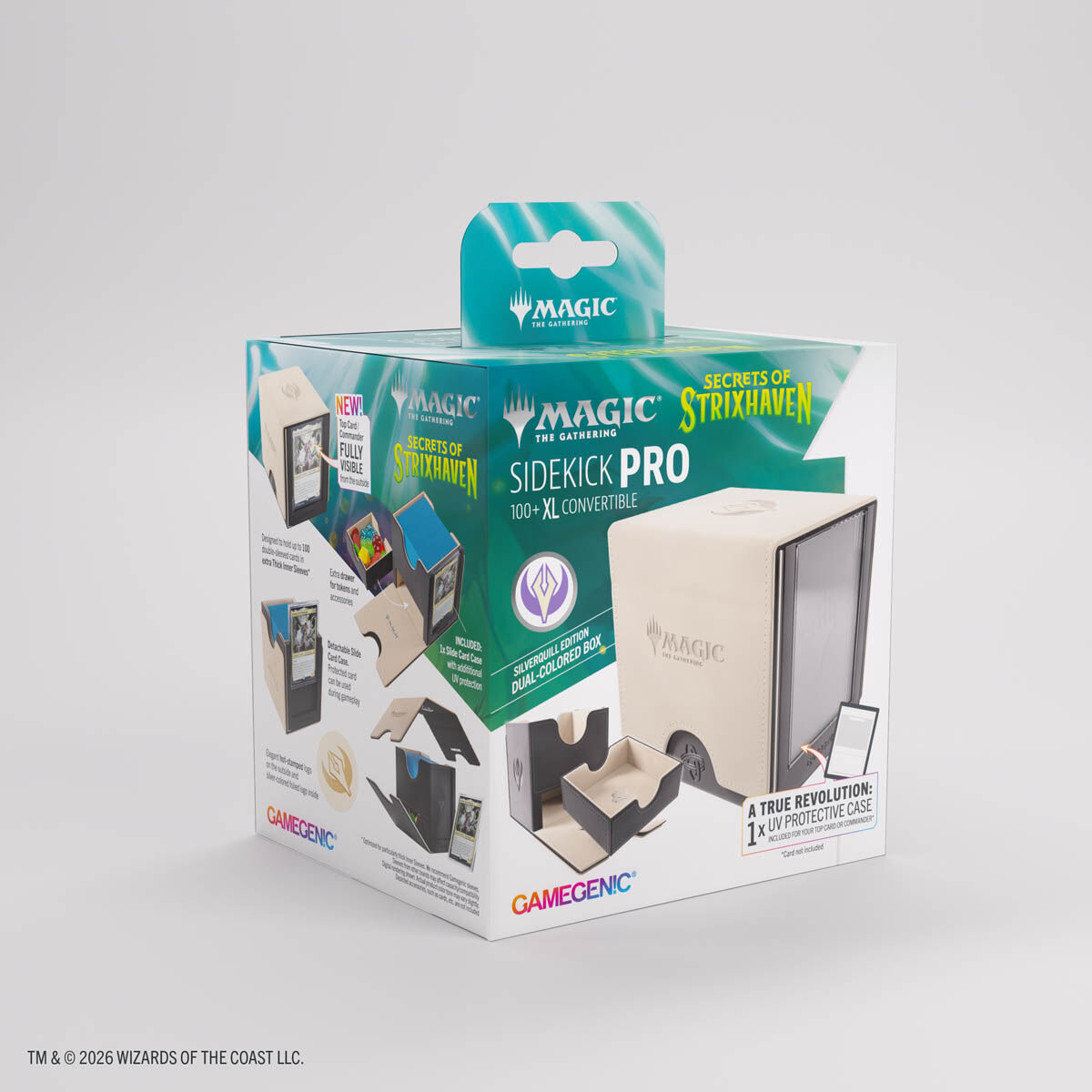 Gamegenic | Secrets of Strixhaven - Schwarz/Beige | Deckbox Sidekick Plus100+ XL