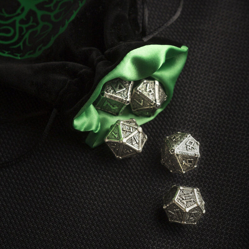 Q Workshop | Black & Green | Forest Velour Dice Bag