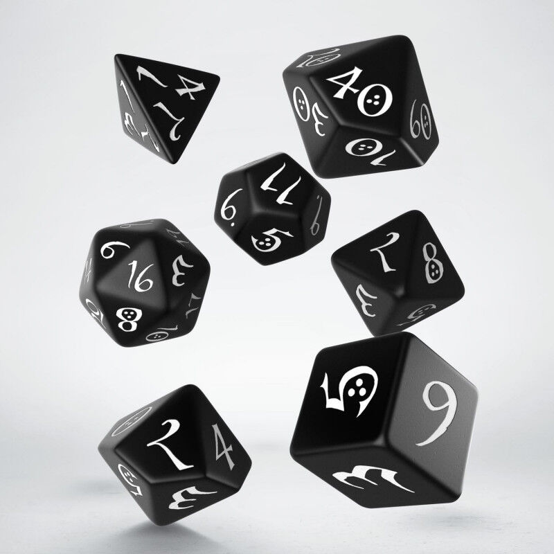 Q Workshop | Black & White | Classic RPG Dice Set