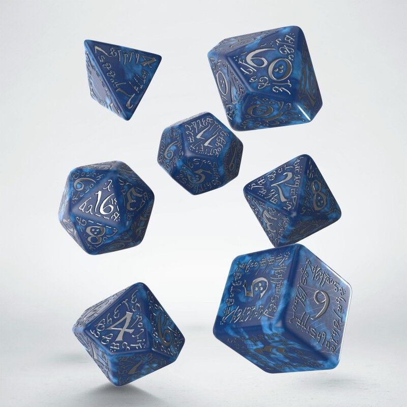 Q Workshop | Cobalt & Silver | Elvish Dice Set