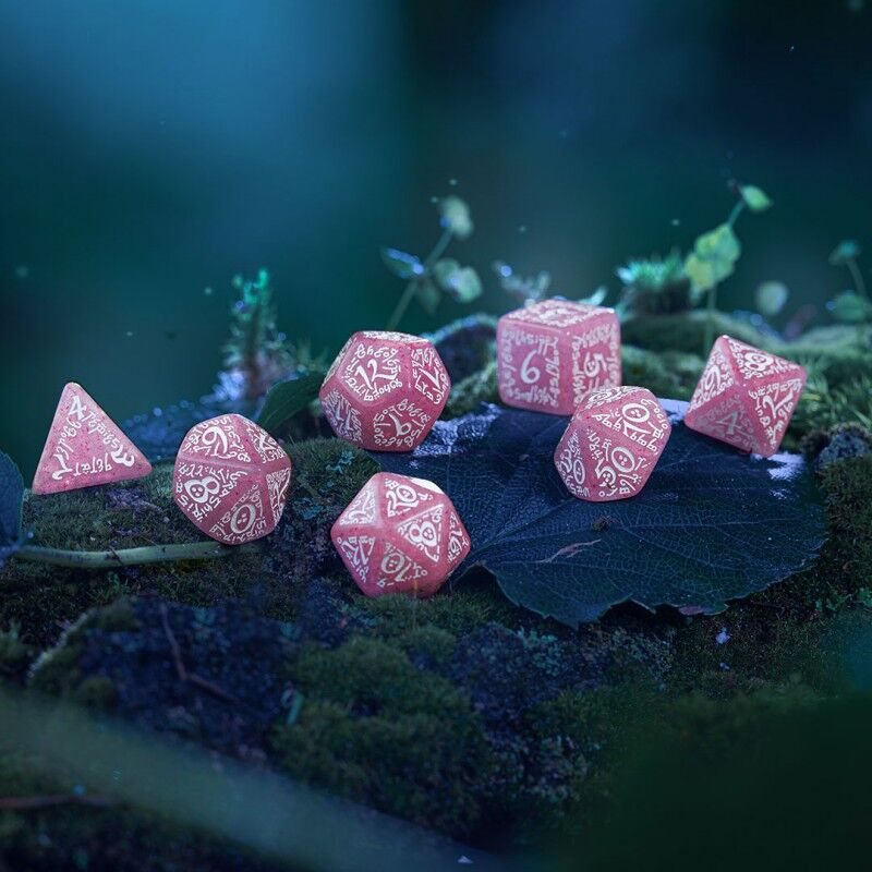 Q Workshop | Shimmering Pink & White | Elvish Dice Set