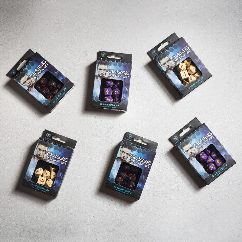 Q Workshop | Black & Red | Classic RPG Dice Set