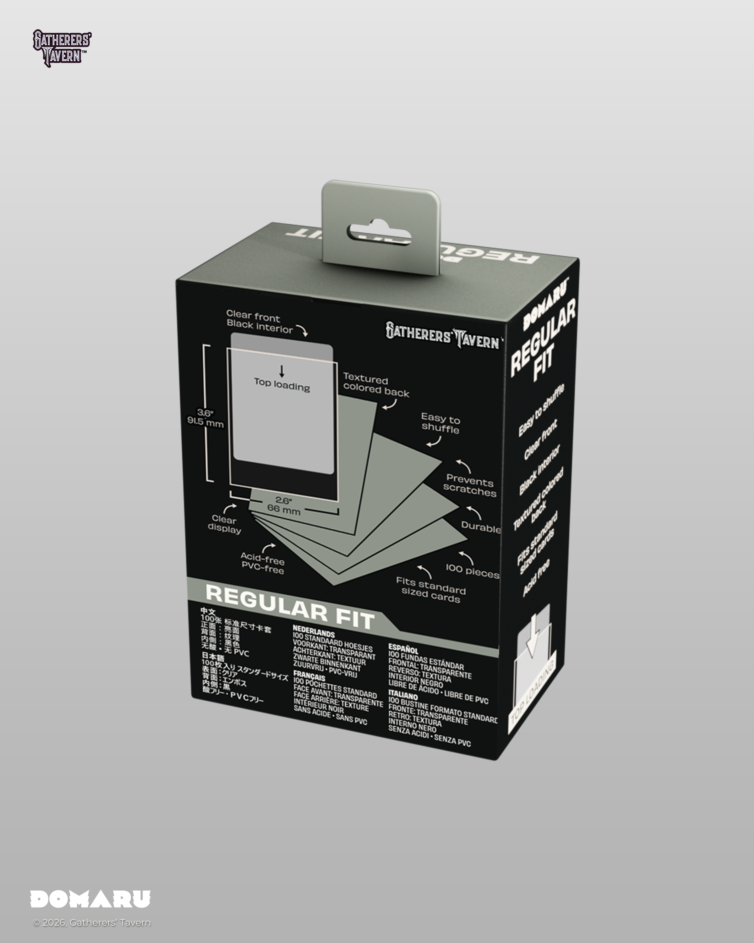 Gatherers' Tavern | Regular Fit Standard Sleeves Gargoyle Grey | Domaru (100 Sleeves)