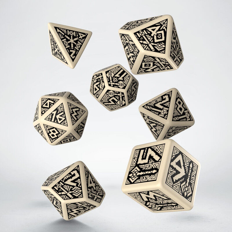 Q Workshop | Beige & Black | Dwarven Dice Set
