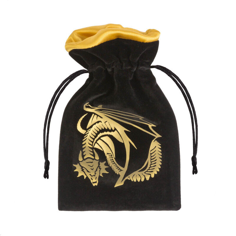 Q Workshop | Black & Golden | Dragon Velour Dice Bag