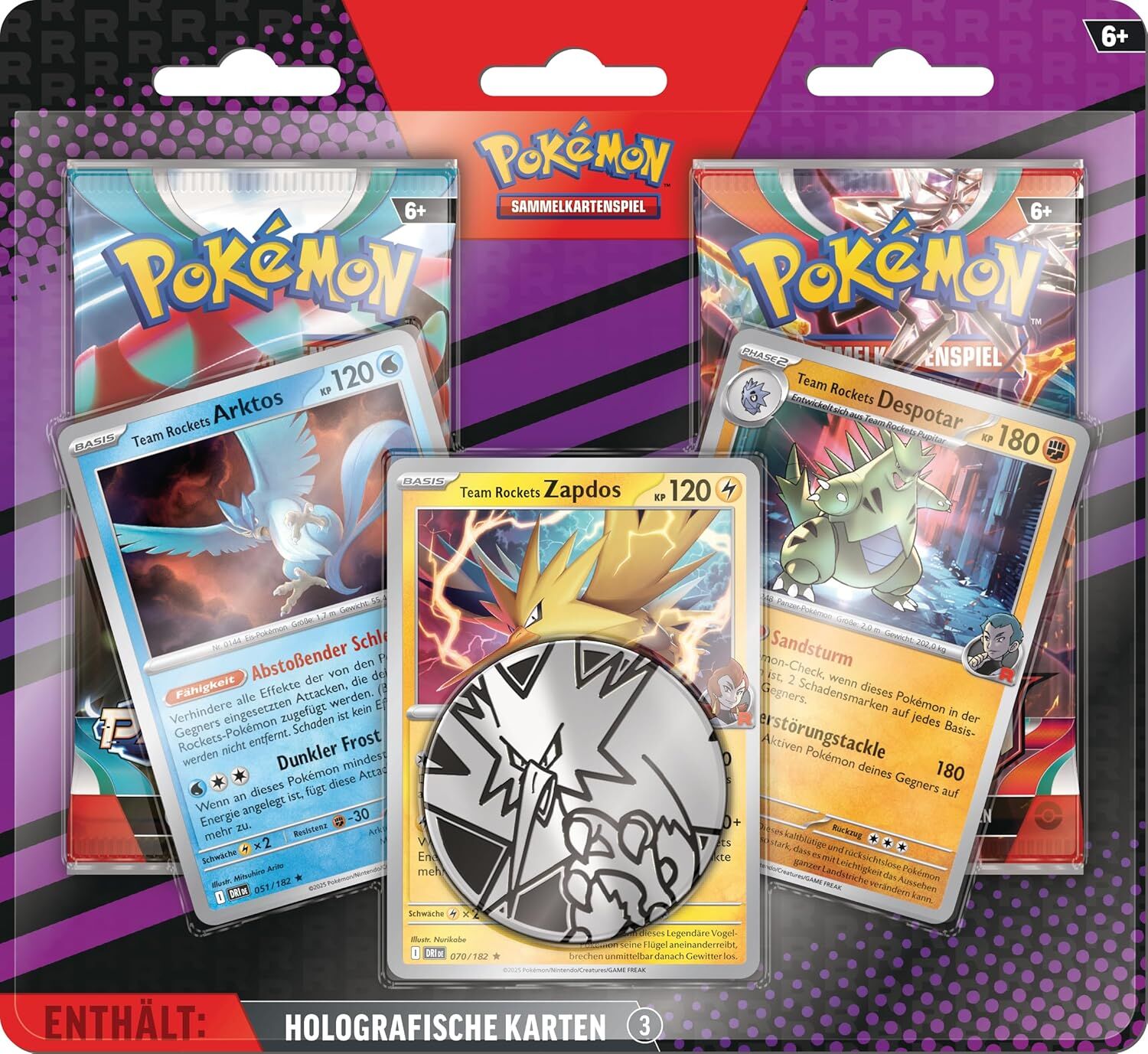 Pokémon TCG | 2-Pack Blister - Team Rocket's Zapdos, Arktos, Despotar (DE)