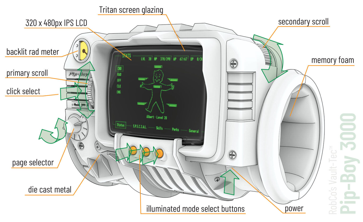 The Wand Company | Fallout - New Vegas Pip-Boy 3000 | Replica