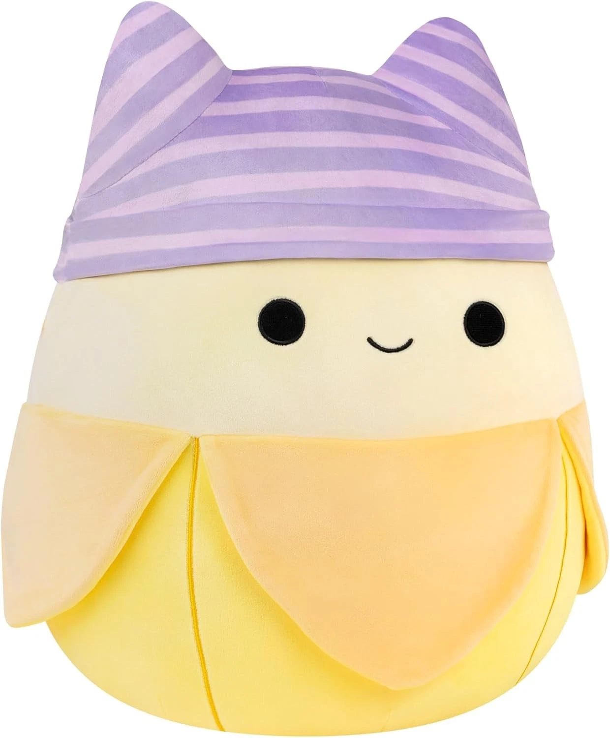 Jazwares | Squishmallows Junie Yellow Banana with Purple Striped Cat Beanie | 40cm Large Plush