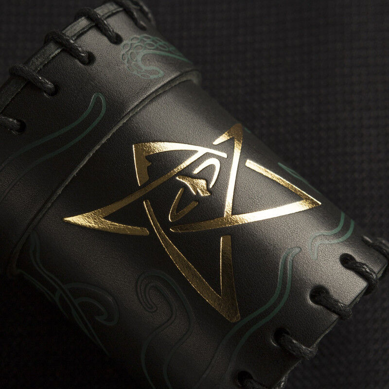 Q Workshop | Black & Green-Golden | Call Of Cthulhu Leather Dice Cup