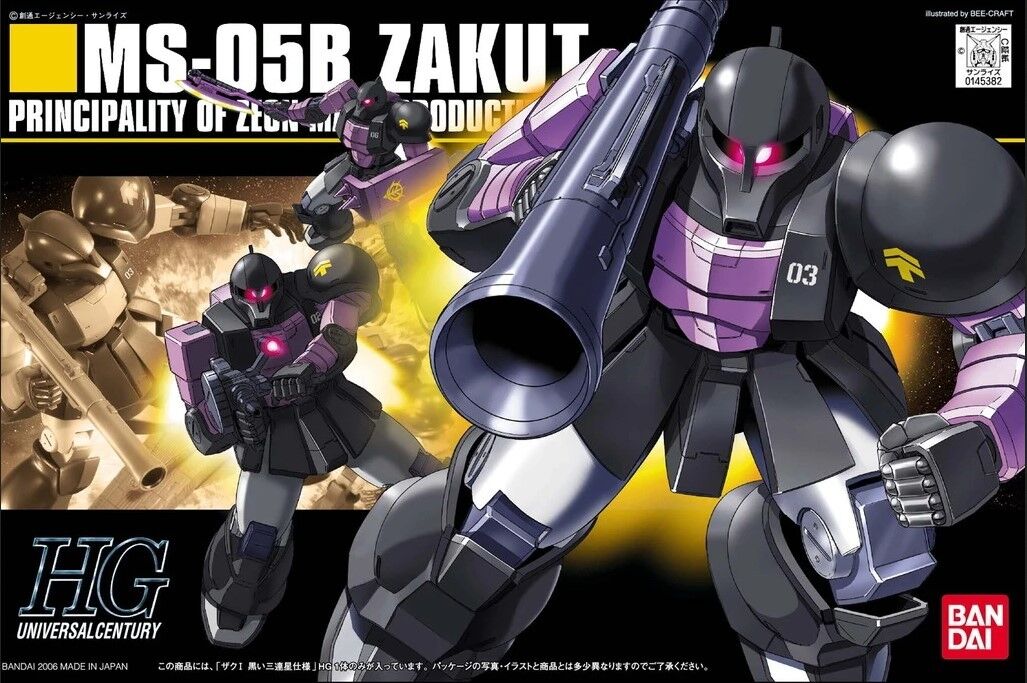 Bandai | HGUC MS-05B Zaku I Black Tri-stars | Mobile Suit Gundam (1/144)