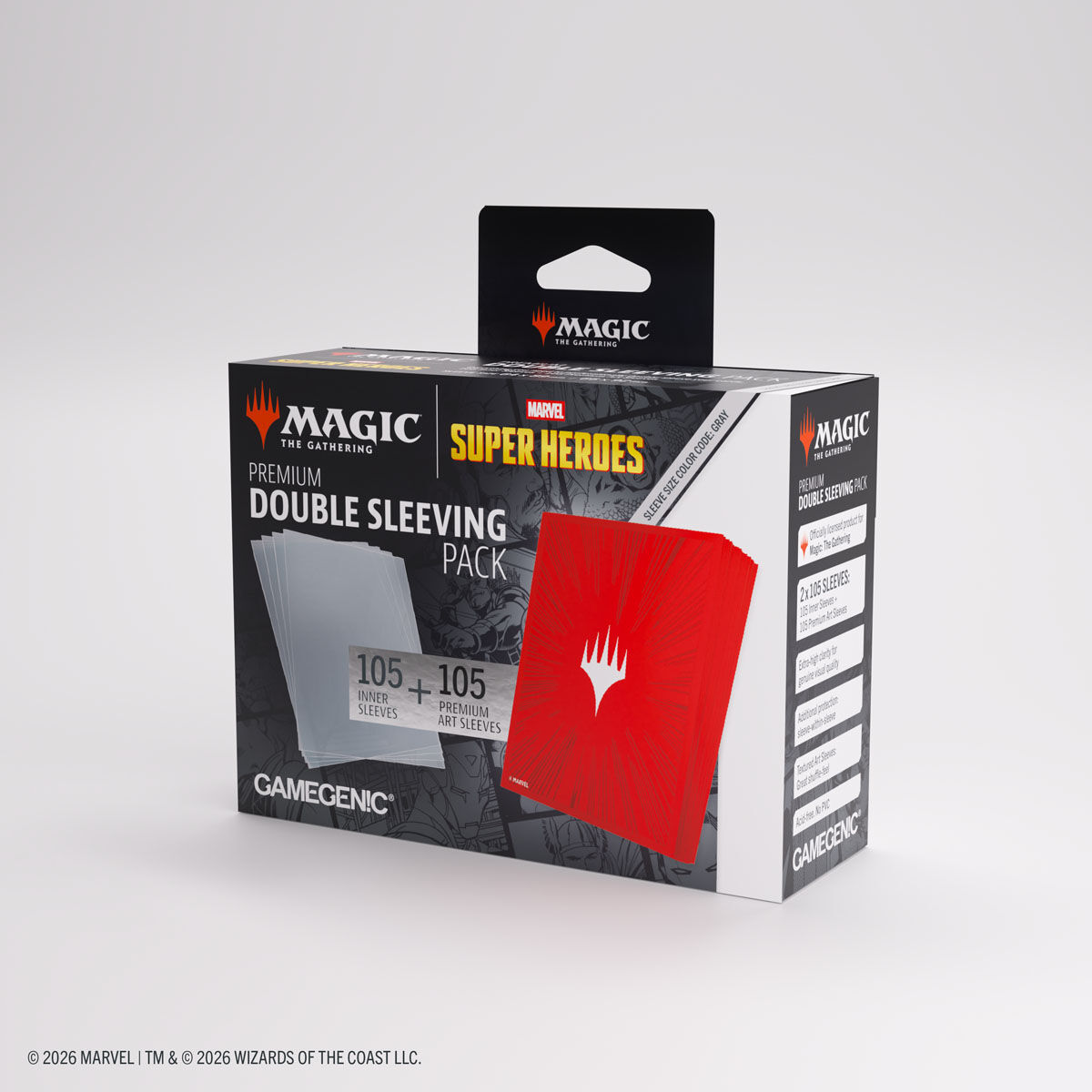 Gamegenic | Marvel Super Heroes - Comic Burst Red | Premium Double Sleeving Pack