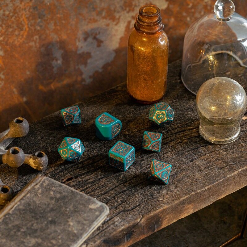 Q Workshop | Nautical Apparatus Modern Dice Set | Steampunk Clockwork