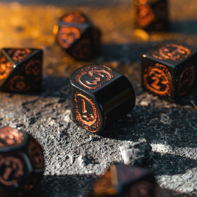 Q Workshop | Obsidian | Dragons Modern Dice Set