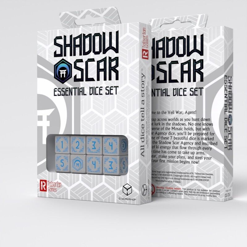 Q Workshop | White & Blue | Shadow Scar Essential Dice Set