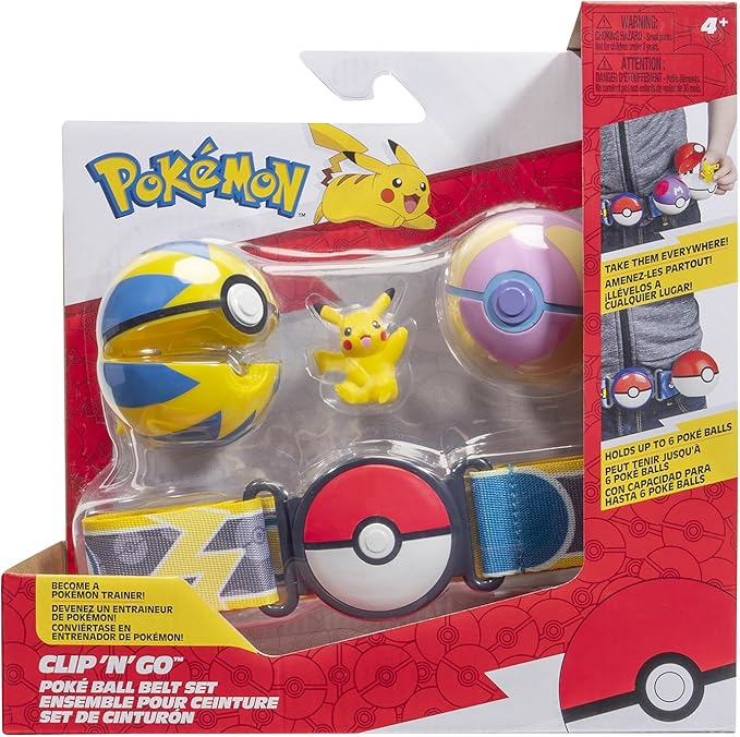 Pokémon | Clip 'N' Go Poke Ball Belt Set | Pikachu #7 with Heal Ball & Quick Ball Electric-Type