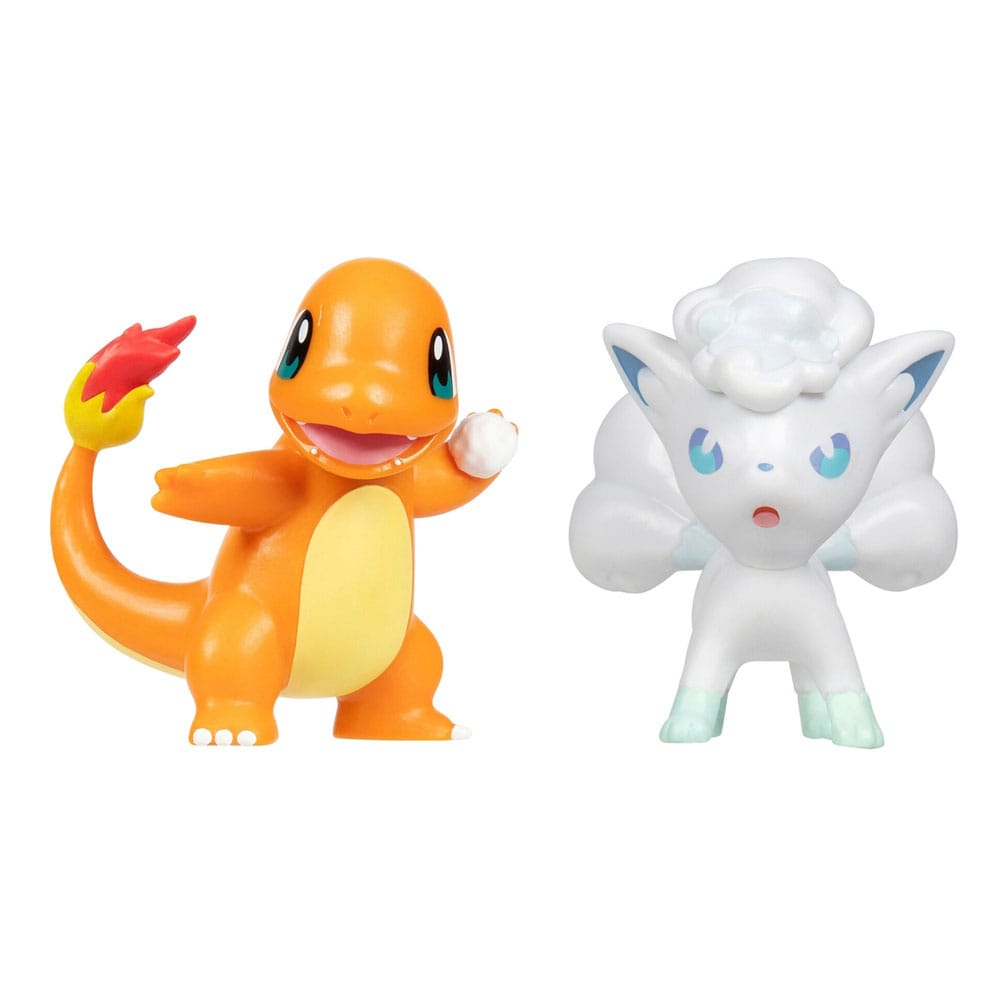 Jazwares | Pokémon First Partner Battle Figure Set Figure 2-Pack | Holiday Charmander #2 & Alolan Vulpix W4