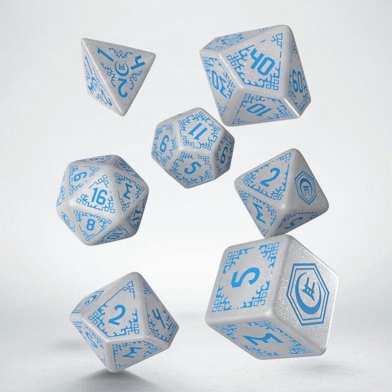 Q Workshop | White & Blue | Shadow Scar Dice Set