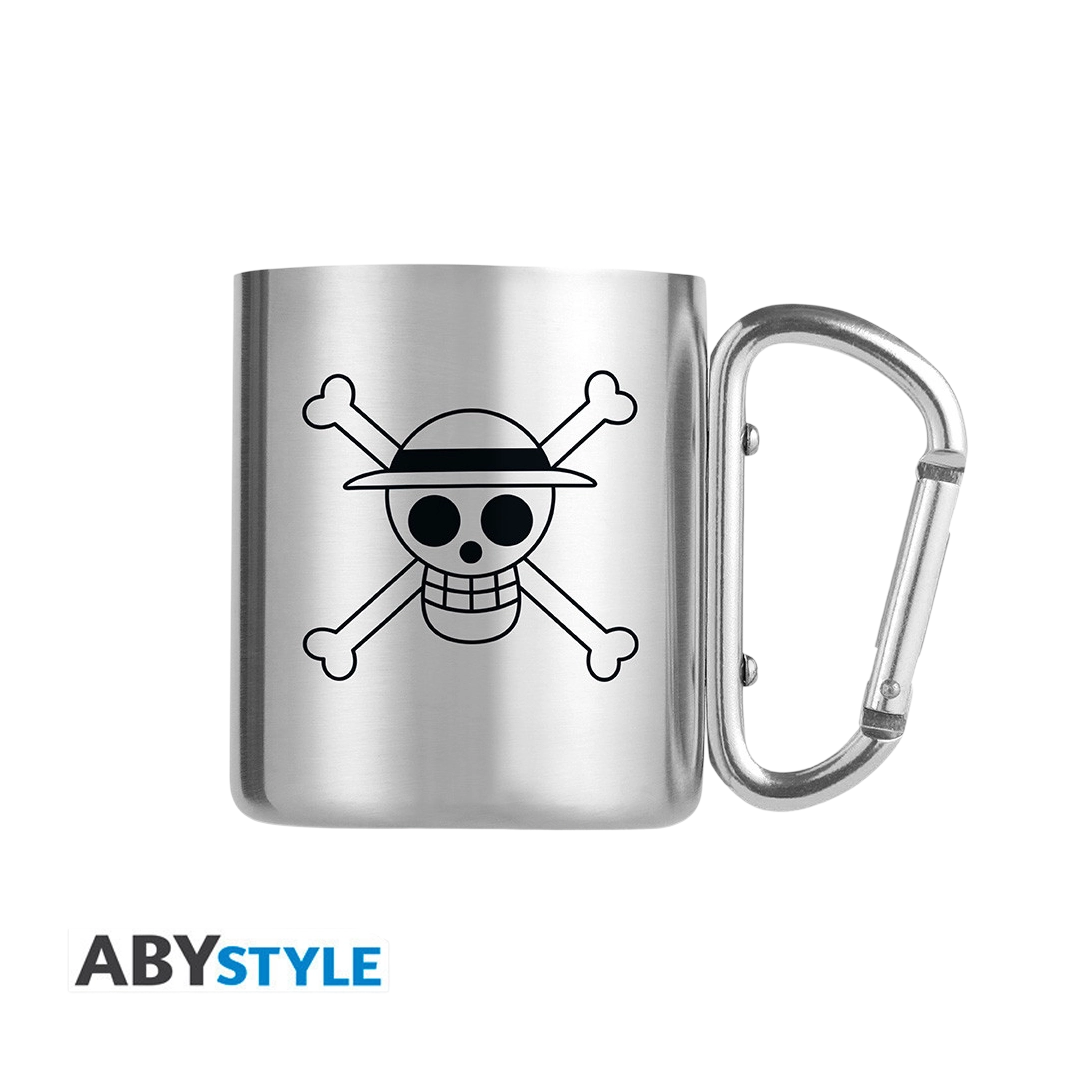 Abysse: One Piece Edelstahl Karabiner Tasse – Luffy & Totenkopf 235ml